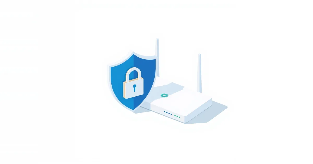 Illustration: router protected by a shield with a padlock