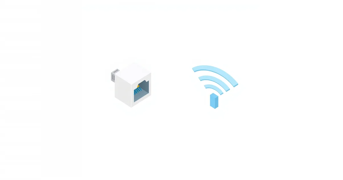 Illustration: an Ethernet port and Wi-Fi waves side by side