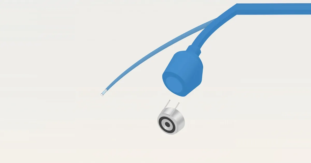 Illustration: a thin cable next to a thick cable with a round connector