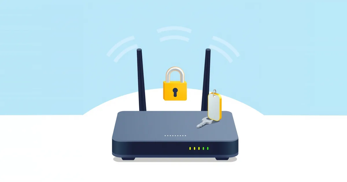 Illustration: wireless router with a padlock and a key
