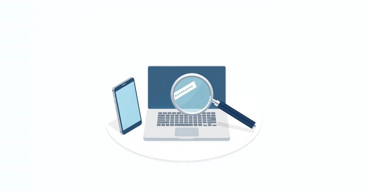 Illustration: magnifying glass over a hidden Wi-Fi password