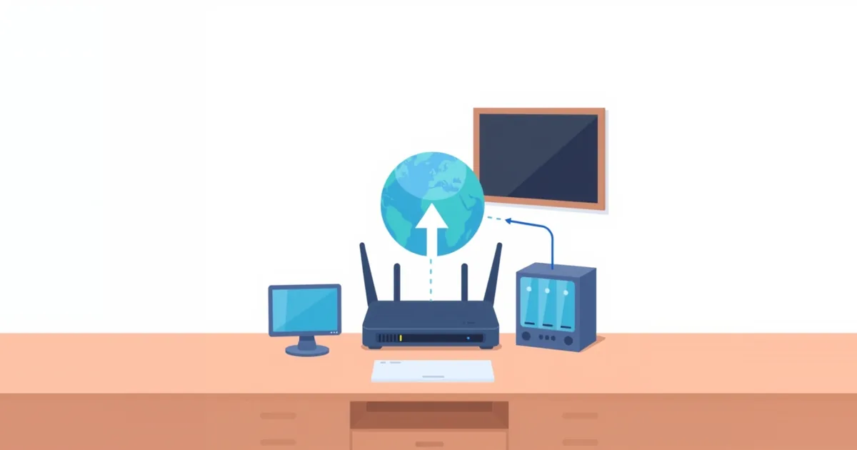 Illustration: traffic forwarded through a router to a device