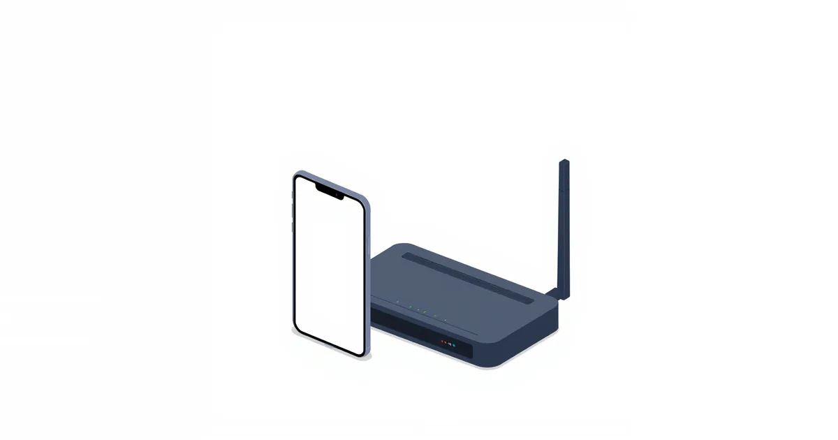 Illustration: a phone next to a router during setup
