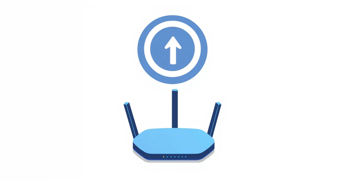 Illustration: a router with an upward arrow in a circle above it