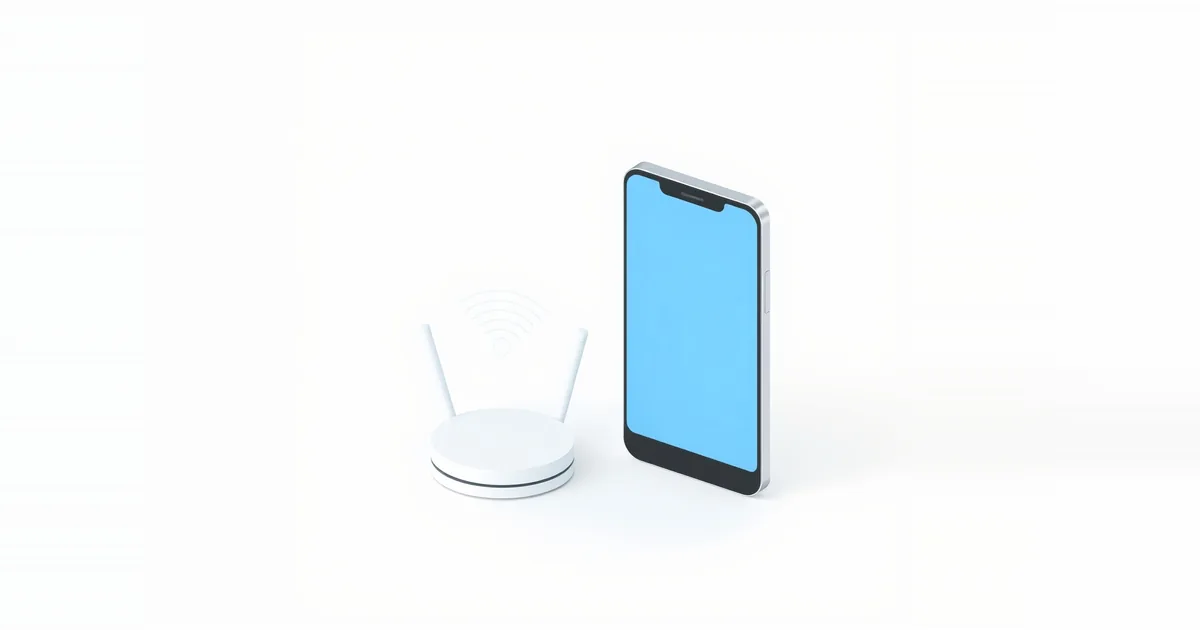 Illustration: a phone next to a router with a Wi-Fi symbol
