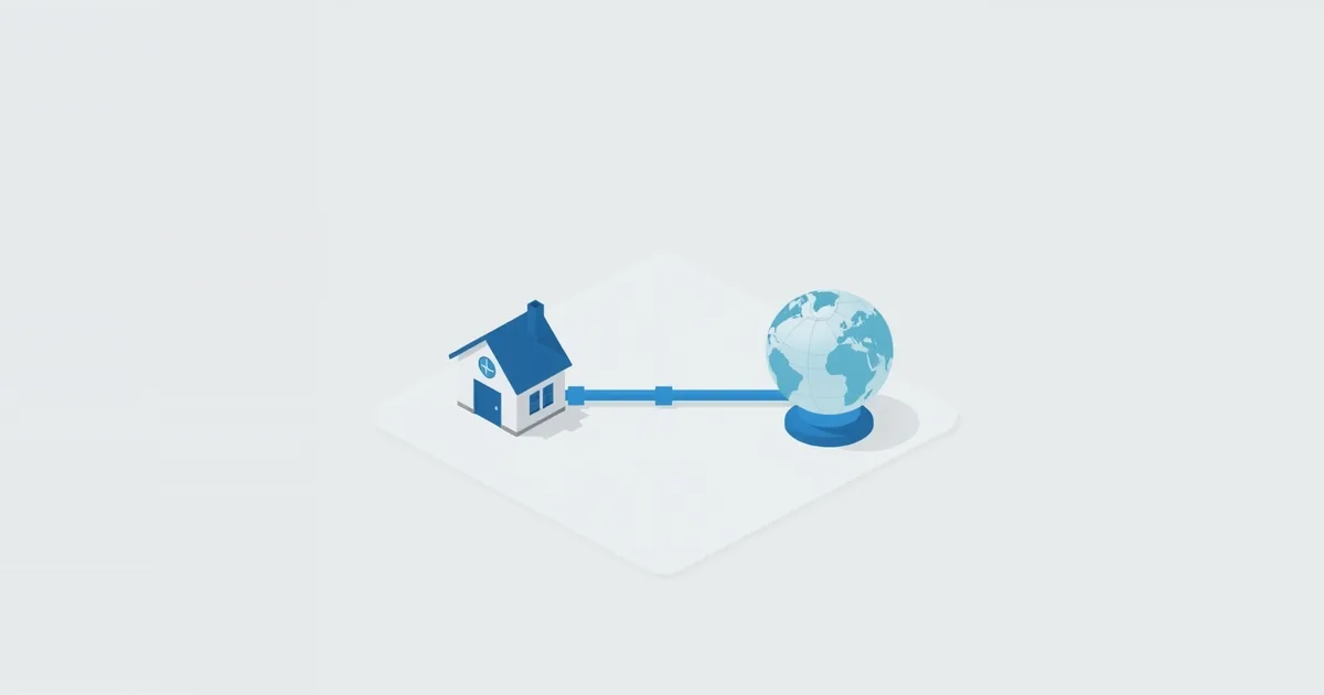 Illustration: a pipe connecting a house to a globe