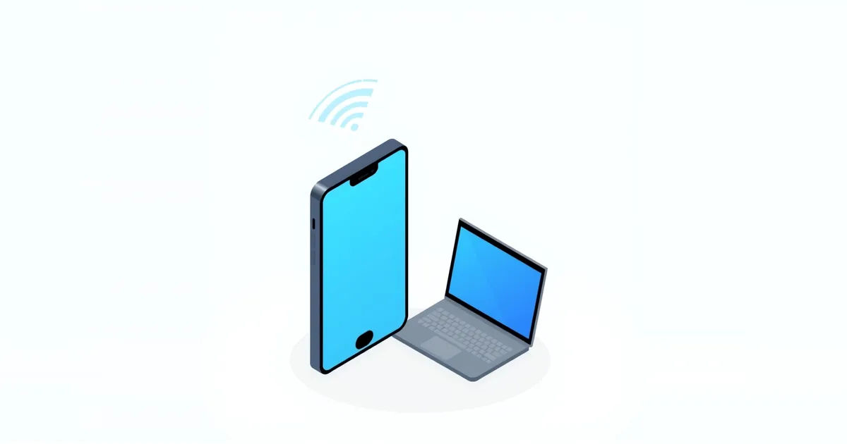 Illustration: a phone sharing Wi-Fi with a laptop