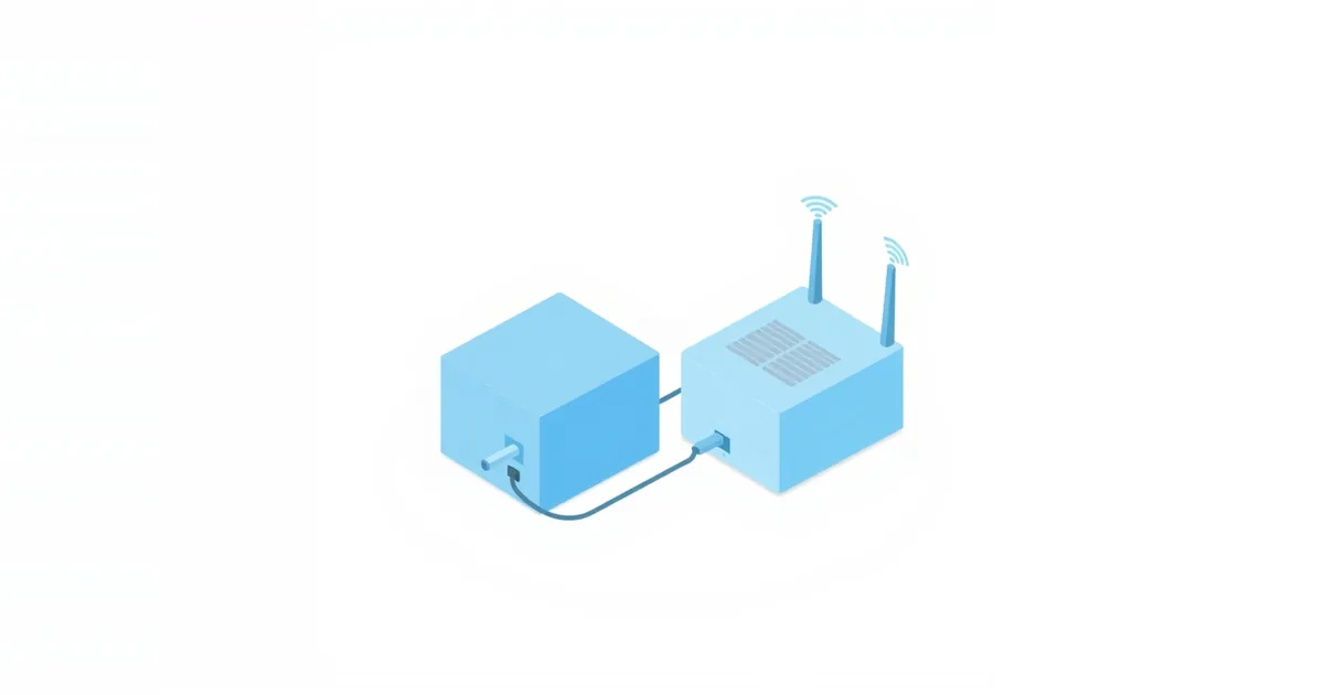 Illustration: a modem connected by a cable to a router