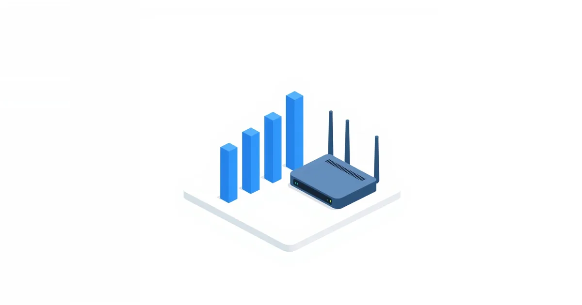 Illustration: bar chart of router default IP addresses next to a router