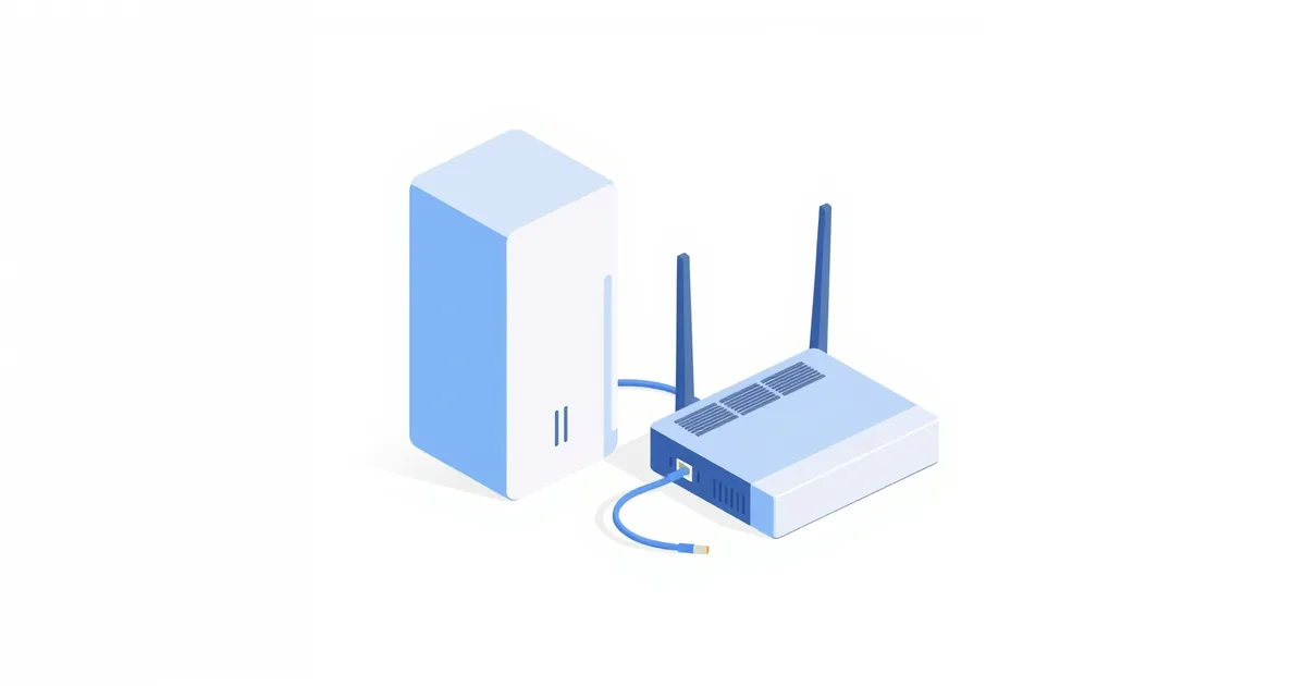 Illustration: a modem and a router with a loose cable between them