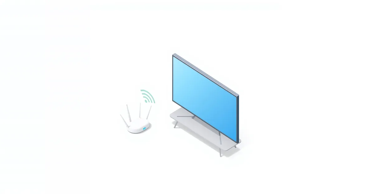 Illustration: a TV next to a router with Wi-Fi waves