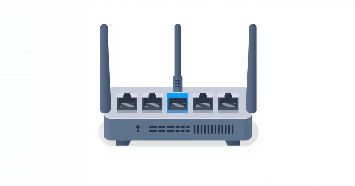 Illustration: a router with one blue port among gray ports
