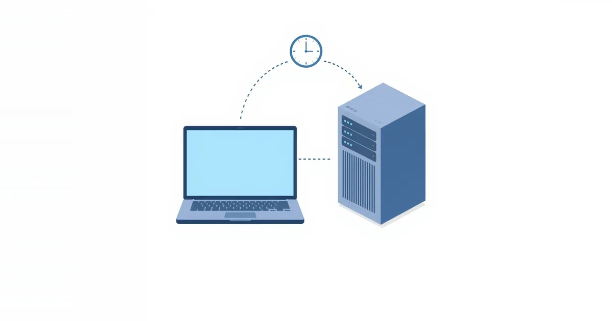 Illustration: a signal travelling from a laptop to a server and back
