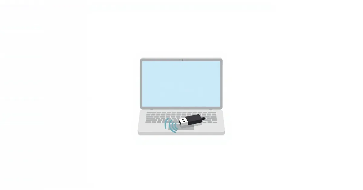 Illustration: a USB Wi-Fi adapter on a laptop keyboard